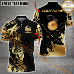 Maxcorners Gold Accents Premium Bowling Jersey Multicolor Option Customized Name, Team Name 3D Polo Shirt