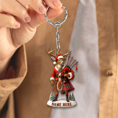 Maxcorners Personalized Scottish Deer Ornament, Custom Name Highland Bagpiper Christmas Decoration
LM0411