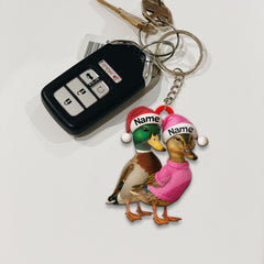 Maxcorners Custom Funny Duck Couple Christmas Ornament - Personalized Names, Custom Gift for Couples & Animal Lovers LM0411
