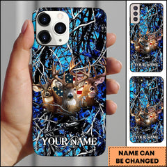 Maxcorners Deer Hunting Camo With American Flag Personalized Name Phone Case (4 colors)