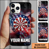 Maxcorners Darts Smoke US Flag Personalized Name 3D Phone Case