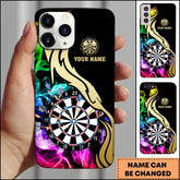 Maxcorners Darts Gold Flame Abstract Dartboard Luxury Personalized Name 3D Phone Case