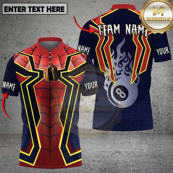 Maxcorners Billiards 8 Ball Spider Style Personalized Name 3D Unisex Shirt