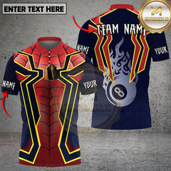 Maxcorners Billiards 8 Ball Spider Style Personalized Name 3D Unisex Shirt