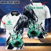 Maxcorners Bowling & Pins Sport Jerseys Multicolor Option Customized Name, Team Name 3D Polo Shirt (4 Colors)