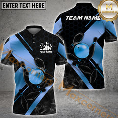 Maxcorners Ball Golden Hexagon Pattern Premium Bowling Jersey Multicolor Option Customized Name, Team Name 3D Polo Shirt