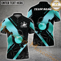 Maxcorners Ball Golden Hexagon Pattern Premium Bowling Jersey Multicolor Option Customized Name, Team Name 3D Polo Shirt