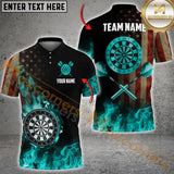 Maxcorners Darts American Flag Dartboard Flame Multicolor Options Personalized Name, Team Name 3D Shirt