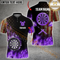 Maxcorners Darts American Flag Dartboard Flame Multicolor Options Personalized Name, Team Name 3D Shirt