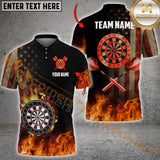 Maxcorners Darts American Flag Dartboard Flame Multicolor Options Personalized Name, Team Name 3D Shirt