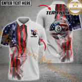 Maxcorners Ball 8 Smoke US Flag Billiard Jersey Multicolor Options Personalized Name, Team Name 3D Polo Shirt