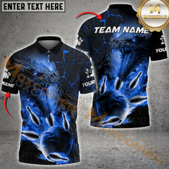 Maxcorners Dragon-Themed Ball Flame Bowling Jersey Multicolor Option Customized Name, Team Name 3D Polo Shirt