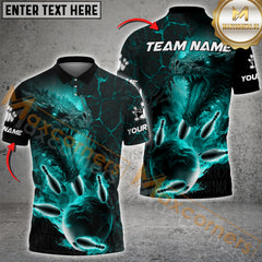 Maxcorners Dragon-Themed Ball Flame Bowling Jersey Multicolor Option Customized Name, Team Name 3D Polo Shirt
