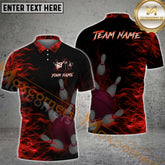 Maxcorners Bowling Flame Multicolor Options Personalized Name, Team Name 3D Shirt