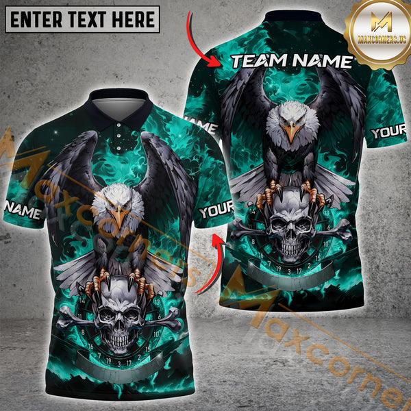 Maxcorners Darts Eagle And Skull Multicolor Options Personalized Name, Team Name 3D Shirt