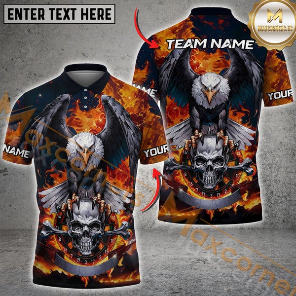 Maxcorners Darts Eagle And Skull Multicolor Options Personalized Name, Team Name 3D Shirt