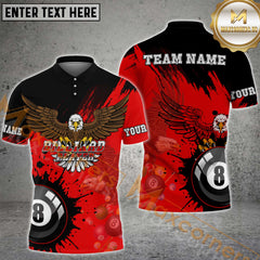 Maxcorners Billiard Vibrant Eagle Multicolor Options Personalized Name, Team Name 3D Shirt