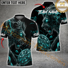 Maxcorners Darts Roaring Flame Lion Multicolor Customized Name, Team Name 3D Shirts