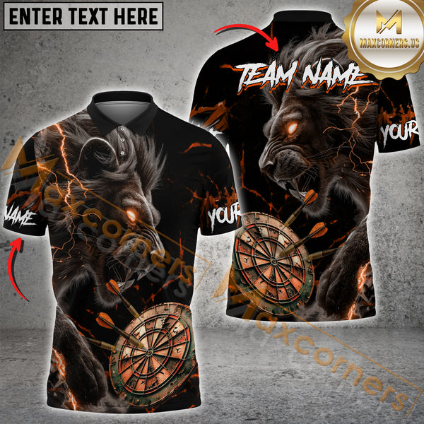 Maxcorners Darts Roaring Flame Lion Multicolor Customized Name, Team Name 3D Shirts