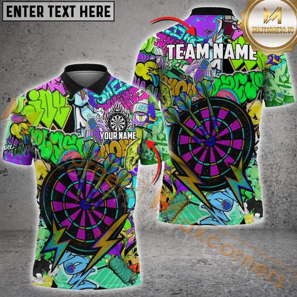 Maxcorners Darts Urban Graffiti Dartboard Fire Multicolor Customized Name, Team Name 3D Shirts