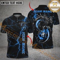 Maxcorners Billiard Dragon 8-Ball Lightning Multicolor Personalized Name, Team Name 3D Shirt