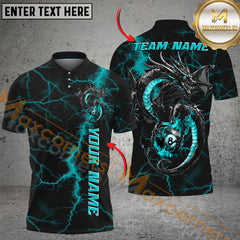 Maxcorners Billiard Dragon 8-Ball Lightning Multicolor Personalized Name, Team Name 3D Shirt