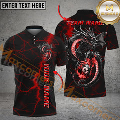 Maxcorners Billiard Dragon 8-Ball Lightning Multicolor Personalized Name, Team Name 3D Shirt