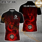 Maxcorners Billiard Crimson Dragon with 8-Ball Multicolor Personalized Name, Team Name 3D Shirt