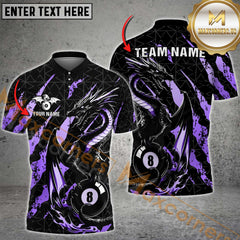 Maxcorners Billiard Golden Fury Dragon with 8-Ball Multicolor Personalized Name, Team Name 3D Shirt