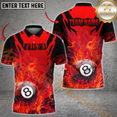 Maxcorners Ball 8 Flame Billiard Jersey Multicolor Options Personalized Name, Team Name 3D Polo Shirt (4 Colors)