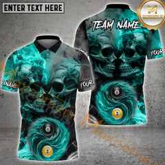 Maxcorners Billiard Inferno & Ice Skull Yin Yang Multicolor Personalized Name, Team Name 3D Shirt