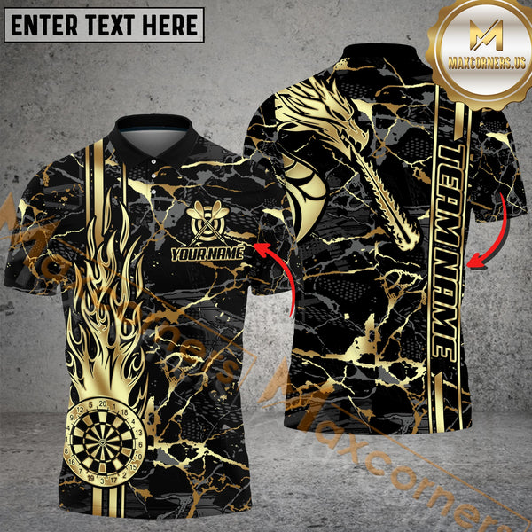 Maxcorners Darts Flame Golden Multicolor Personalized Name, Team Name 3D Shirt