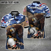 MaxCorners Customized Name Premium Eagle US Veteran Camo Pattern Golf Multicolor Custom 3D Polo Shirt