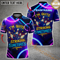 Maxcorners Bowling Striking Sometimes Neon Style Personalized Name 3D Unisex Shirt