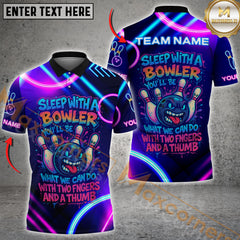 Maxcorners Bowling Sleep With A Bowler Neon Style Personalized Name 3D Unisex Shirt