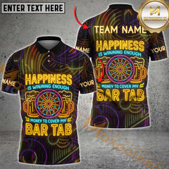 Maxcorners Darts Happiness Is Covering My Bar Tab Neon Style Personalized Name 3D Unisex Shirt