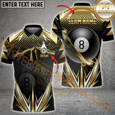 Maxcorners Billiard Golden Lightning Blast 8-Ball Pool Multicolor Options Personalized Name, Team Name 3D Shirt