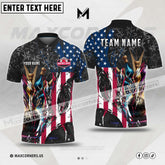 Maxcorners Bowling Ball And Pins Digital American Flag Pattern Multicolor Option Customized Name, Team Name 3D Shirt (4 colors)