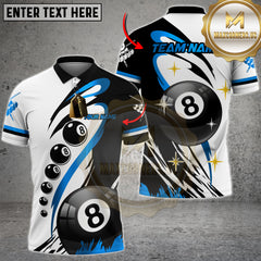 Maxcorners Billiard Classic 8-Ball Black & White Multicolor Customized Name, Team Name 3D Shirt