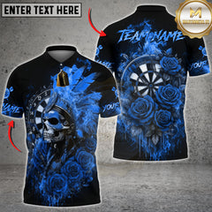 Maxcorners Darts Skull Fire Roses Multicolor Customized Name, Team Name 3D Shirts