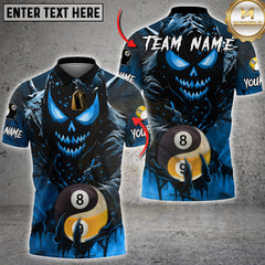 Maxcorners Billiards Yin And Yang Flame Skull Multicolor Customized Name, Team Name 3D Shirts