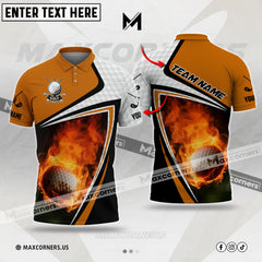 MaxCorners Customized Name Fire Golf Multicolor Option Custom 3D Polo Shirt