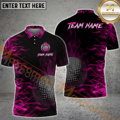 Maxcorners Golf Ball Fire Multicolor Personalized Name, Team Name 3D Shirt