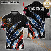 Maxcorners Golf US Flag Crack Multicolor Option Customized Name, Team Name 3D Polo Shirt