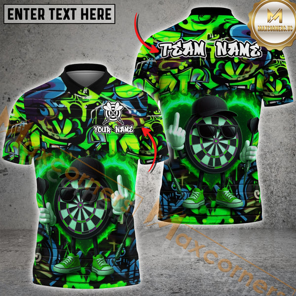 Maxcorners Darts Flaming Dartboard Attitude Graffiti Pattern Multicolor Customized Name, Team Name 3D Shirts