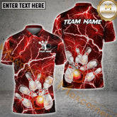 Maxcorners Thunder Lightning Strike Bowling Jersey Multicolor Option Customized Name, Team Name 3D Polo Shirt