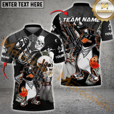 Maxcorners Bowling Jersey With Penguin and Skull Design Multicolor Option Customized Name, Team Name 3D Polo Shirt