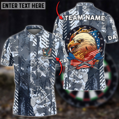 Maxcorners Darts American Patriot Eagle Camo Multicolor Option Customized Name, Team Name 3D Polo Shirt