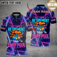 Maxcorners Billiard Retirement Plan Play Pool Neon Personalized Name 3D Unisex Shirt