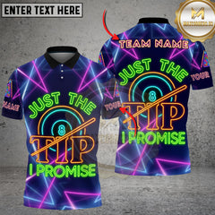Maxcorners Billiard Just The Tip I Promise Neon Pool Personalized Name 3D Unisex Shirt